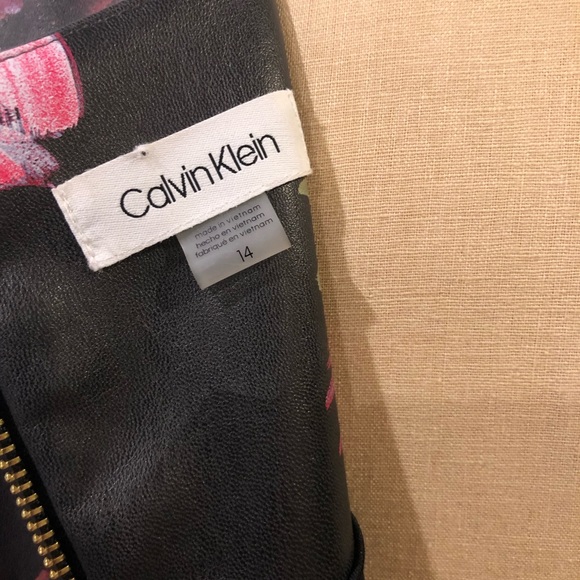 Calvin Klein Faux Leather Floral Dress - Picture 7 of 8